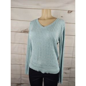 merona woman's v neck knit pullover sweater,,size large cotton/rayon